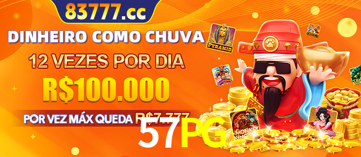 Banner do programa de recompensas Recomende para amigos do 57PG, detalhando os bônus por convidar amigos, com prêmios que chegam a R$288.888.