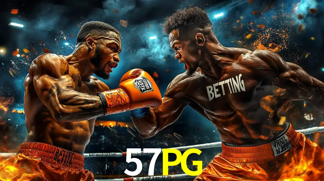 Dois boxeadores em uma luta intensa e explosiva, representando a adrenalina e as oportunidades de apostas em esportes de combate disponíveis na plataforma 57PG.