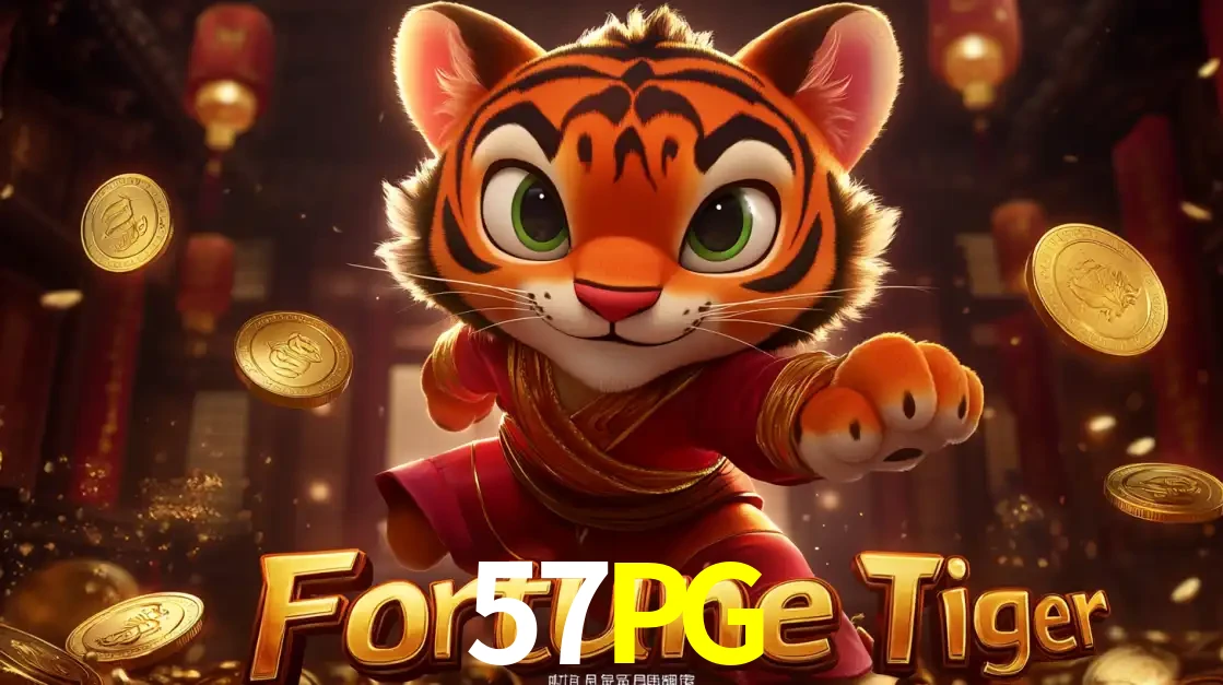 O carismático mascote do jogo de slot Fortune Tiger, um tigre fofo em pose de artes marciais, pronto para trazer sorte e multiplicadores de ganhos no cassino online 57PG.