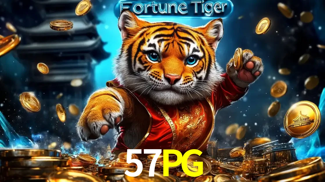 Imagem promocional do jogo de slot Fortune Tiger, com um tigre majestoso em traje tradicional cercado por uma fortuna em moedas de ouro, disponível agora no cassino 57PG.